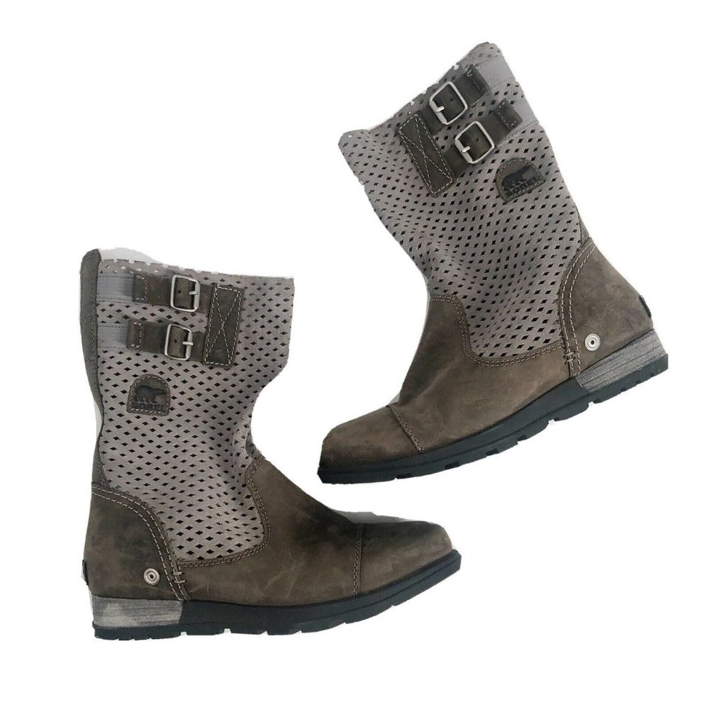 Sorel Major Pull On Boot Brown Leather Perforated Womens Sz 7